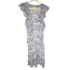 Roller Rabbit 100% Cotton Lined Flutter Sleeve Dress Size Medium
